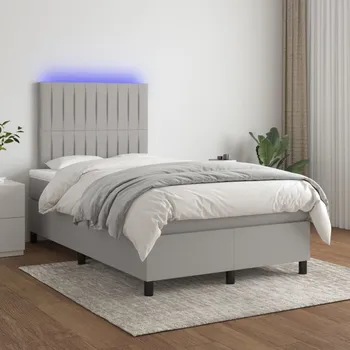 Postel vidaXL Box spring postel s matrací a LED 120 x 200 cm textil [3135021] Barva: světle šedá