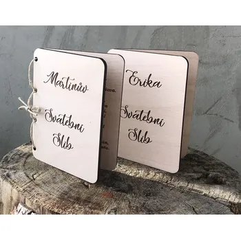 Svatební dekorace Dřevěný svatební slib - 2 ks