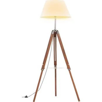 Stojací lampa vidaXL Stojací lampa stativ medově hnědá a bílá masivní teak 141 cm