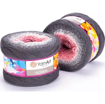 Yarn Art příze Flowers 279 fréziová, lososová, tmavě šedá