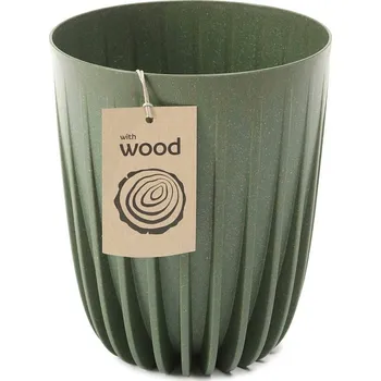 PLASTOVÝ KVĚTINÁČ STRIPPED ECO 46X39 CM ZELENÁ