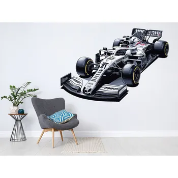 Samolepící dekorace Bílá formule F1 samolepka na zeď arch 47 x 32 cm