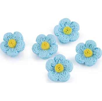 Knoflík Knoflík 3D květ imitace háčkování velikost 28", barva 3 modrá světlá