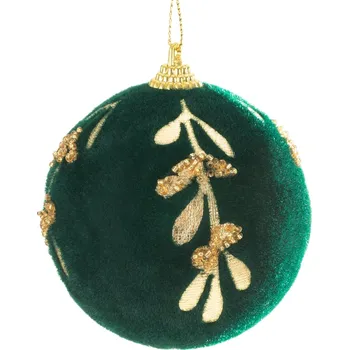 Vánoční ozdoba SADA 4KS VÁNOČNÍ OZDOBA NA STROMEK (FI) 10 CM TMAVĚZELENÁ