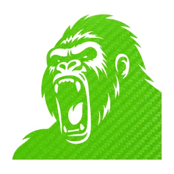 Samolepící dekorace SAMOLEPKA Gorila 005 levá (58 - 3D karbon zelený kawasaki) NA AUTO, NÁLEPKA, FÓLIE, POLEP, TUNING, VLASTNÍ TEXT, TISK, AUTOSAMOLEPKY.cz, POLEPY, OBRÁZEK, LOGO, SAMOLEPKY