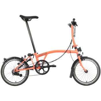 Skládací kolo Skládací kolo Brompton C Line jednobarevné Black Edition, Fire Coral typ řídítek S