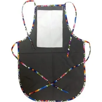 Kuchyňská zástěra Kuchyňská zástěra šedá s lemováním - lem bílé květy sublimace termotransfer