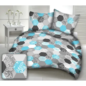 Povlečení Povlečení krepové Katrin modrá TiaHome 1x Polštář 90x70cm, 1x Přikrývka 140x200cm