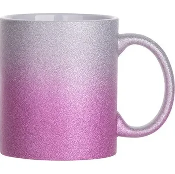 Hrnek třpytivý 330 ml - růžovo-stříbrný sublimace termotransfer