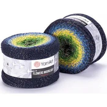 Galanterie Yarn Art Příze Flowers Moonlight 3250 šedá, zelená, žlutá, modrá, tmavě modrá