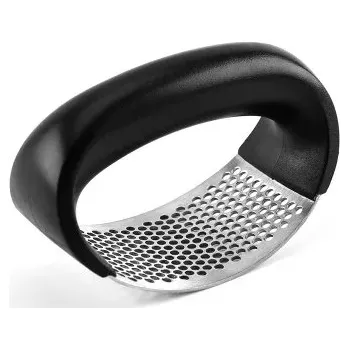 Lis na česnek Nerezový lis na česnek | Manuální lis na ovoce a česnek - Černá1