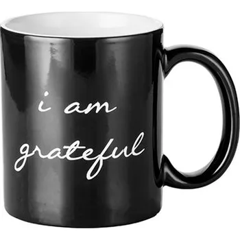 Magický hrnek 330 ml A+ černý s motivem "I am grateful" sublimace termotransfer