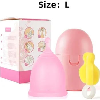 Menstruační kalíšek Menstruační kalíšek s úložným boxem a kartáčkem - Růžová-L