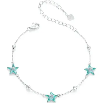 Náramek For Silver Řetízkový náramek s modrozelenými Hvězdicemi - Stříbro 925