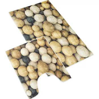 Koupelnový nábytek Bellatex koupelnové předložky 3D tisk sada 60x100, 50x60 cm Koule dřevěná