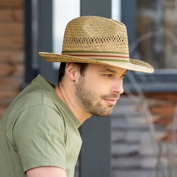 Klobouk Pánský slaměný klobouk se zvednutou krempou 61