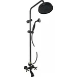 RAV Slezák Vodovodní baterie vanová MK159.5/7CMATSM Morava Retro s hlavovou a ruční sprchou, barva černá matná/stará mosaz, rozměr 150 mm