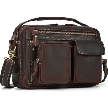 Kožená messenger taška pravá kůže NW574 Barva (Varianta): Tmavě hnědá