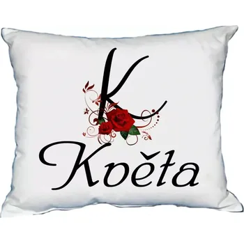 Dekorativní polštářek Polštář s dámským jménem KVĚTA Černý (polštářek dámské jméno )