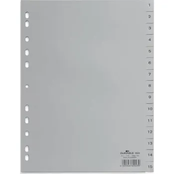 Archivační box Odolný DURABLE Zahlenregister A4 1-15 PP volldeck. grau