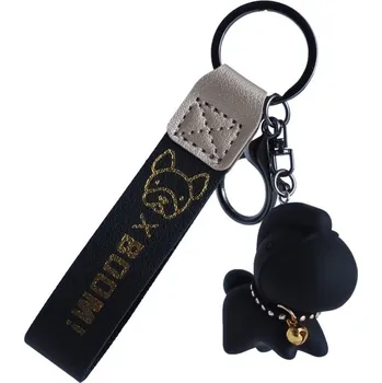 Flamenco Mystique Černý přívěsek na klíče s medvídkem, rozměry 4,7 x 8,9 cm, délka smyčky 13,5 cm