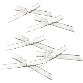 Svatební mašličky 65 mm - bílo-stříbrné - 20 ks