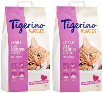 Podestýlka pro kočku Tigerino Nuggies with Baby Powder 2x 14 l