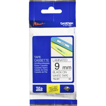 Pásek do tiskárny BROTHER TZE221 - kazeta TZ šířky 9mm, laminovaná TZE-221, bílá/černé písmo