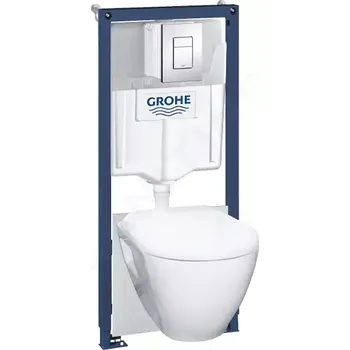 WC sada Grohe Solido Set předstěnové instalace, klozetu a sedátka softclose, tlačítko Skate Cosmopolitan, chrom, 39468000
