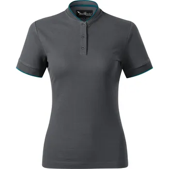 Dámské tričko MALFINI Premium Dámská polokošile Diamond s límečkem ve stylu "bomber" Barva: šedá antracitová, Velikost: S