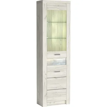 Obývací stěna Rohová vitrína INDIANAPOLIS JM23 bílý jasan