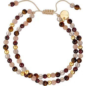 Náramek Pozlacený náramek z mosazi s acháty, granáty, měsíčními kameny a tygřím okem - AR537-7150