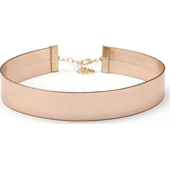 Náhrdelník Flamenco Mystique Náhrdelník Choker Metalický Růžové Zlato, Kůže a Kov, 30 cm + Nastavení, Šířka 2 cm