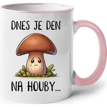 Hrnek Den na houby, Barva Růžová, Velikost 330 ml, Canvas Keramický hrnek s barevným uchem Bezvatriko.cz 2531