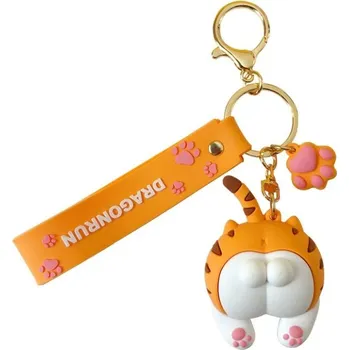 Flamenco Mystique Klíčenka SWEET CAT ORANGE s visačkou, oranžová, 15,5 cm, hmotnost 40 g