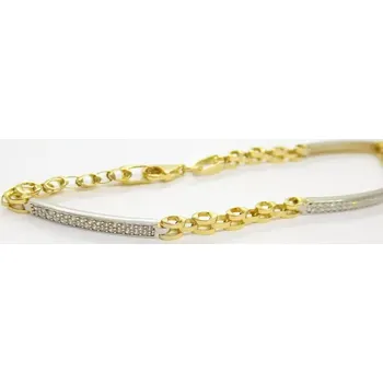 Náramek Klenoty Budín Dámský mohutný náramek z bílého a žlutého zlata se zirkony 18cm 585/4,80gr HK7027 (Klenoty Budín Dámský mohutný náramek z bílého a žlutého zlata se zirkony 18cm 585/4,80gr HK7027)