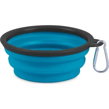 Miska pro psa Skládací silikonová miska pro psy s karabinou | Cestovní skladná miska pro psa - Průhledná,350 ml (13 x 9 x 5,5 cm)