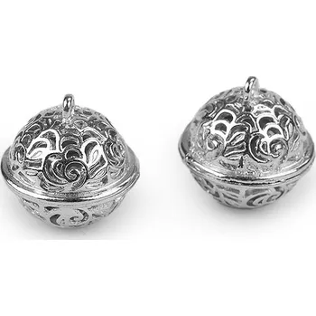 Vánoční dekorace Rolničky filigránové Ø18 mm, Ø26 mm - (Ø18 mm) stříbrná tmavá (2 ks)