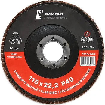 Brusný kotouč Lamelový brusný kotouč Molatool Keramický 115 mm P40