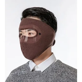 Čepice Teplá zimní cyklistická maska na obličej - hnědý