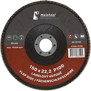 Brusný kotouč Lamelový brusný kotouč Molatool Korund 150 mm P100