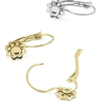 Materiál na výrobu šperku Náušnice kytičky s kalíškem 5mm z chirurgické oceli - 20 mm / Nerez SL