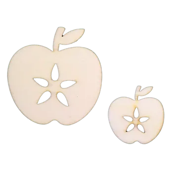 Dřevěná hračka Dřevěný výřez z překližky, ROZKROJENÉ JABLKO - malé, 2,8 x 3cm, 1ks