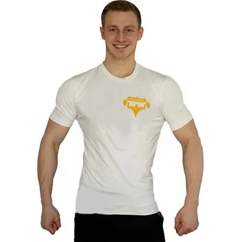 Bílé tričko Superhuman malé žluté logo 6 — vel M