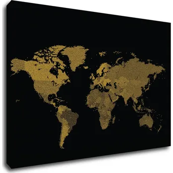 Obraz Impresi Obraz Mapa světa černo zlatá - 60 x 40 cm