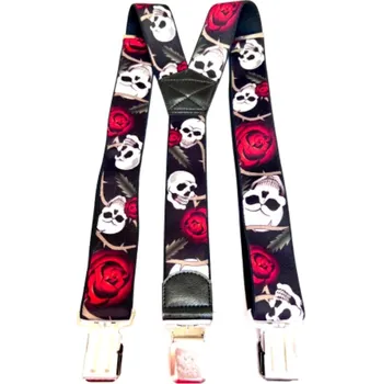 Kšandy Kšandy lebka s růží (Stylové kšandy lebky s rudou růží)