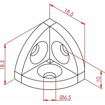 Příslušenství k 3D tiskárně Rohová spojka pro 3 hliníkové profily kulatá, více variant 20 mm