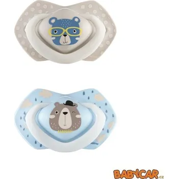 CANPOL BABIES silikonový dudlík symetrický BONJOUR PARIS 18m+ 2ks Modrá