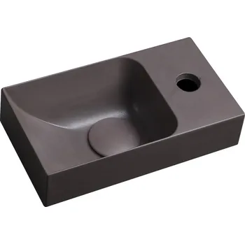 Umyvadlo Sapho PICCOLINO betonové umývátko 30,8x17cm, baterie vpravo, tmavě hnědá, PK30515