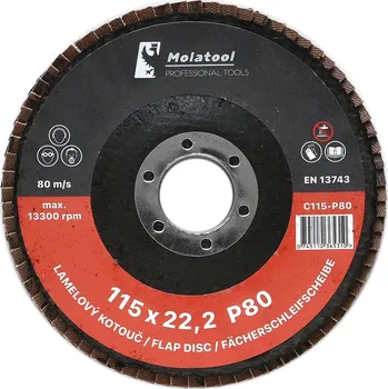 Brusný kotouč Lamelový brusný kotouč Molatool Keramický 115 mm P80